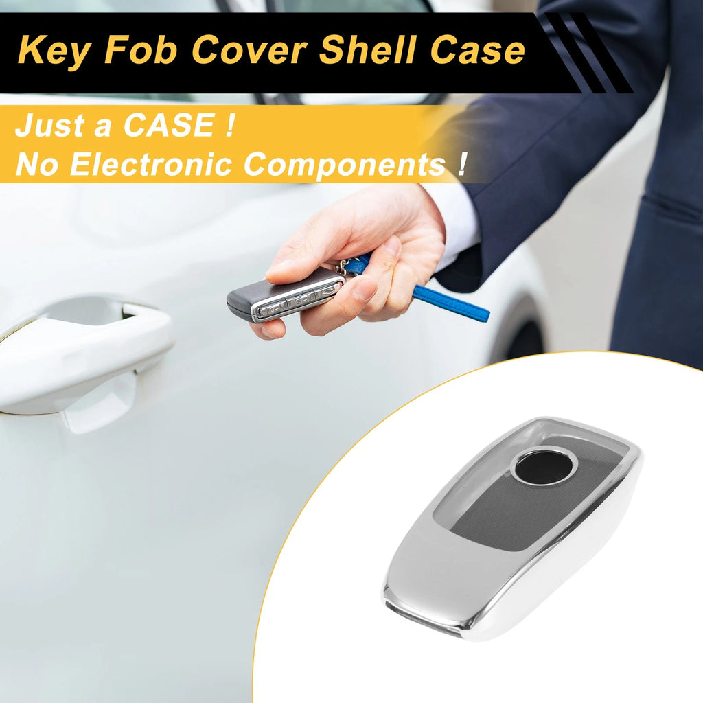TPU Car Key Case for Mercedes Benz E Class (2017–2017) - Silver Tone