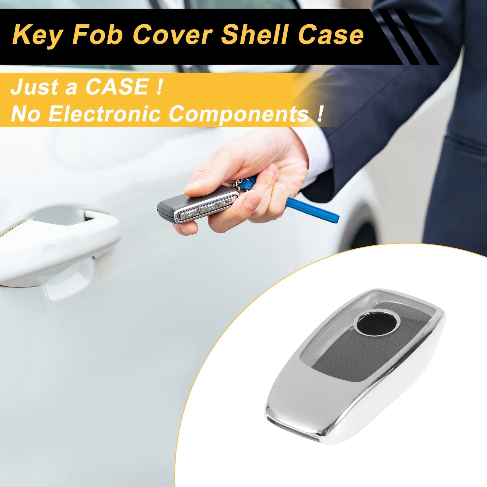 TPU Car Key Case for Mercedes Benz E Class (2017–2017) - Silver Tone