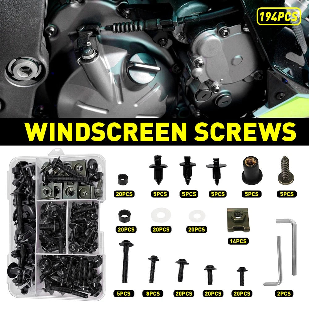 194pcs Aluminum Fairing Bolts Screws Kit for Yamaha YZF R1 R6 (1998–2021)