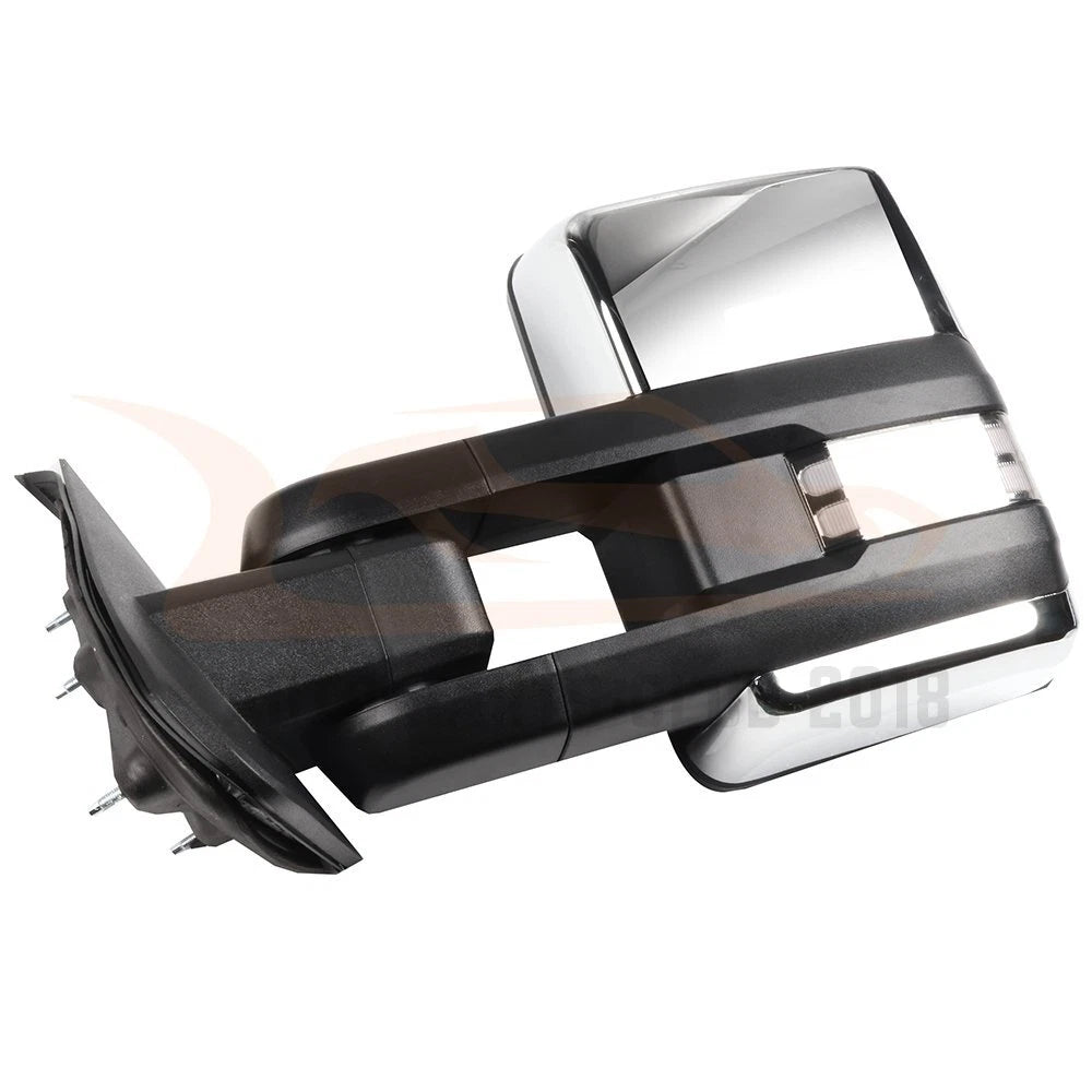 Set of 2 Power Signal Heated Chrome Tow Mirrors for Chevy GMC (2014–2018)