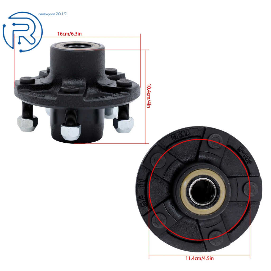 Set of 4 Trailer Hub Kit for 2000 lbs Spindle & Bearings (5 on 4.5")
