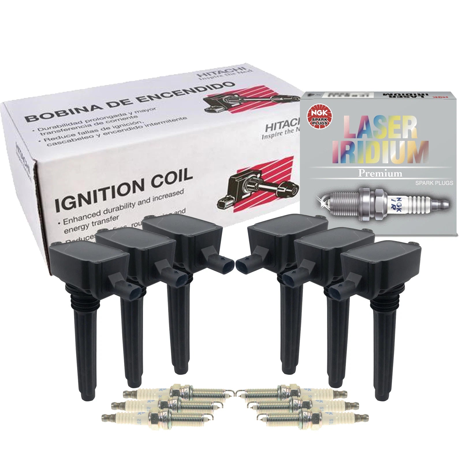 Set of 6 Ignition Coils & 6 NGK Laser Iridium Spark Plugs for V6 (2000–2023)