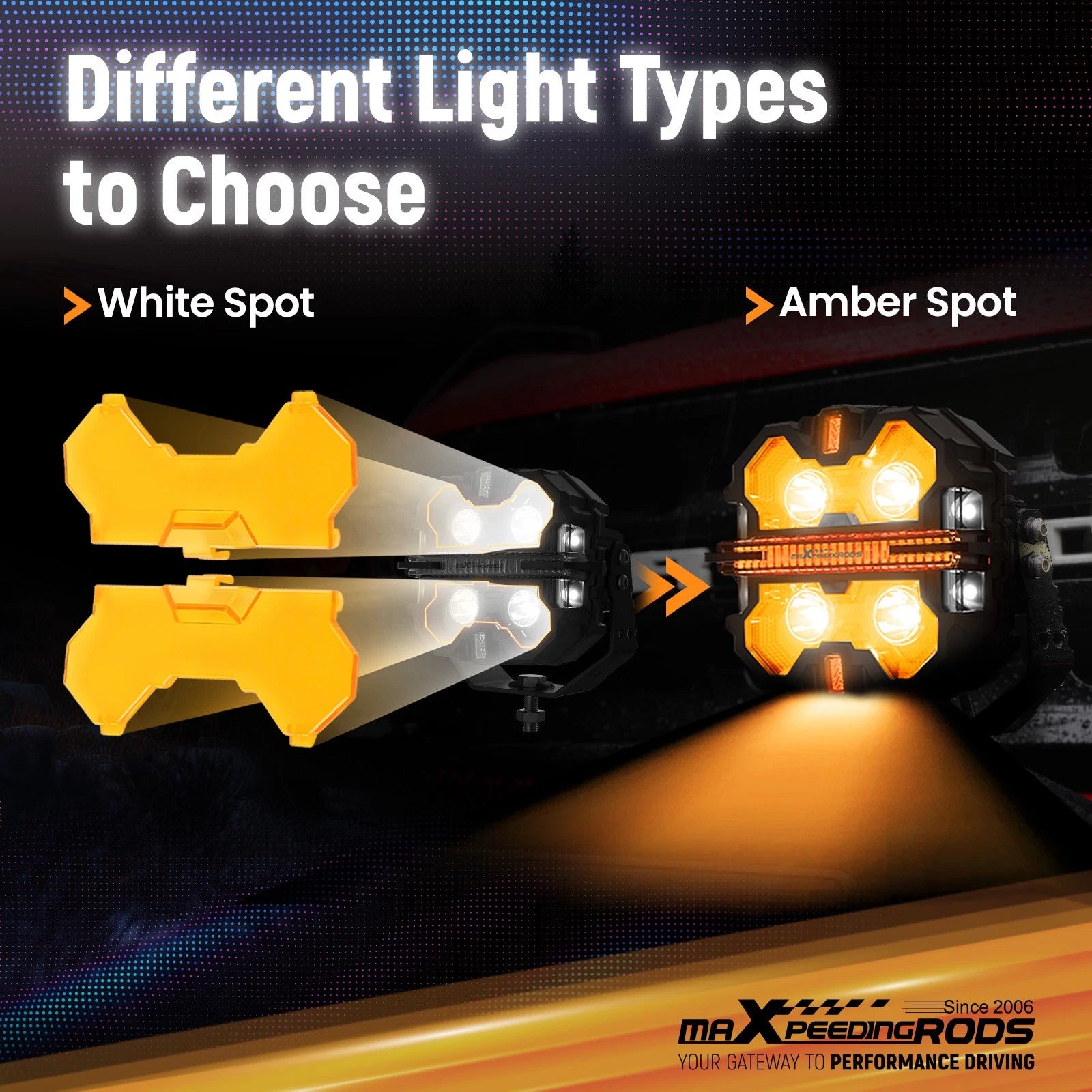 Amber Lens Cover for maXpeedingrods 3.5inch Square LED Driving Lights (2015–2023)