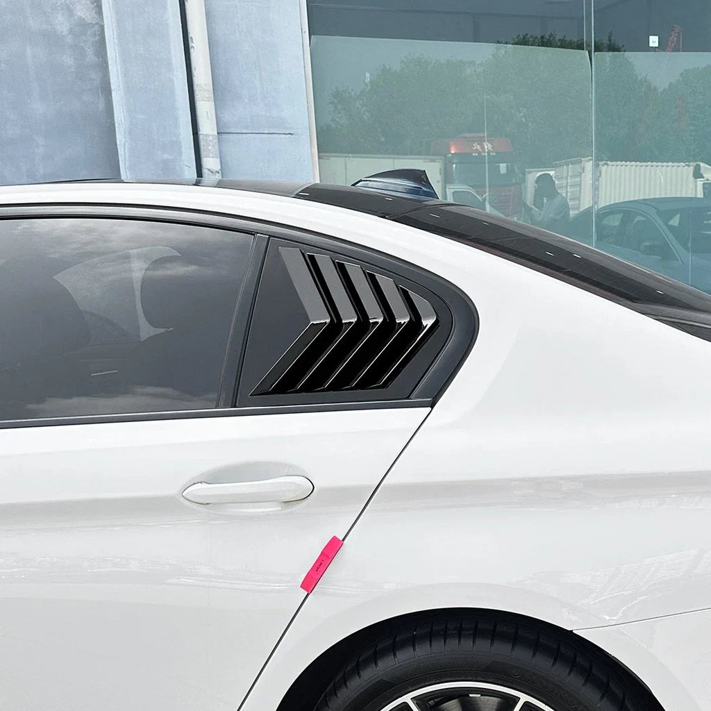 Gloss Black Rear Side Window Quarter Louver Cover for BMW 5-Series Sedan (2018–2023)