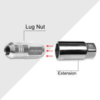 Set of 20 M12X1.5 Silver JDM Closed End Cone Hex Wheel Lug Nuts + Extension 20mm