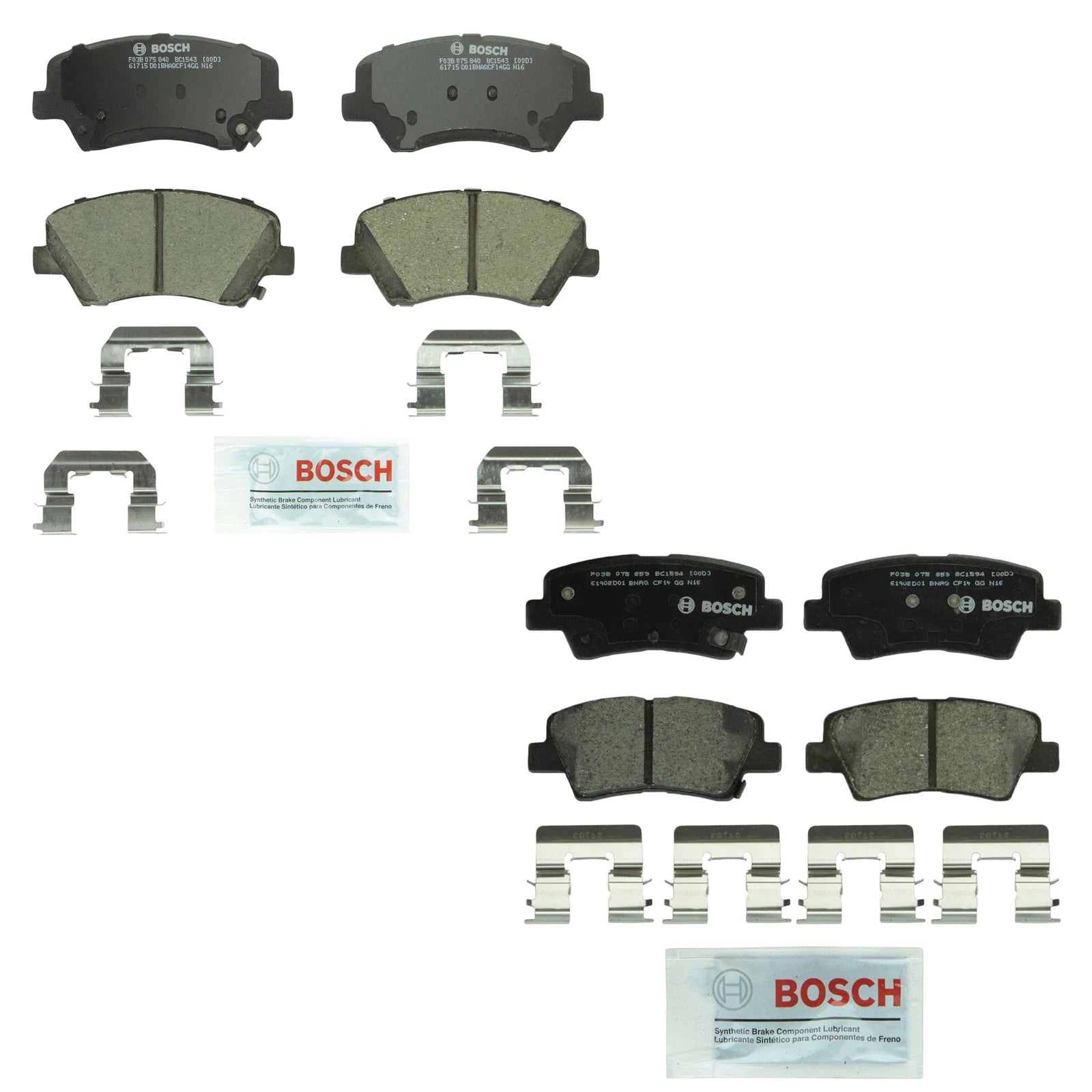 Set of 4 Bosch QuietCast Ceramic Brake Pads for Elantra GT Forte Koup (2013–2017)