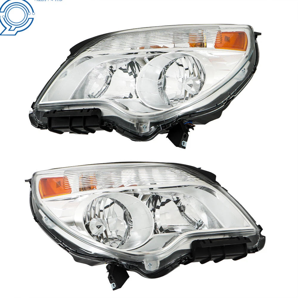 Set of 2 LH+RH Headlights for Chevy Equinox LT/LS (2010–2015) Halogen Chrome