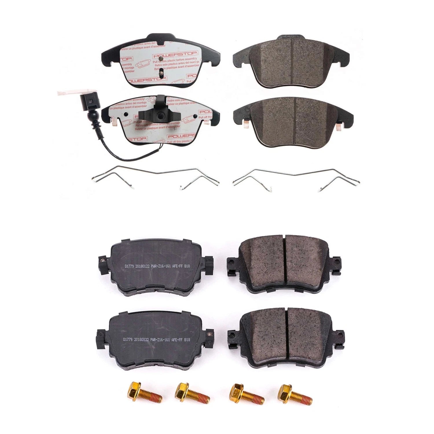 PowerStop Front & Rear Next Gen Euro Carbon Fiber Brake Pad Kit for Audi Q3, Passat (2015–2021)
