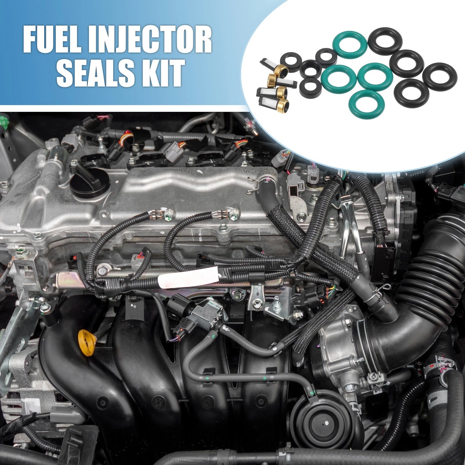 Set of 4 Fuel Injector O Rings Seals with Micro Filters for Honda Civic 