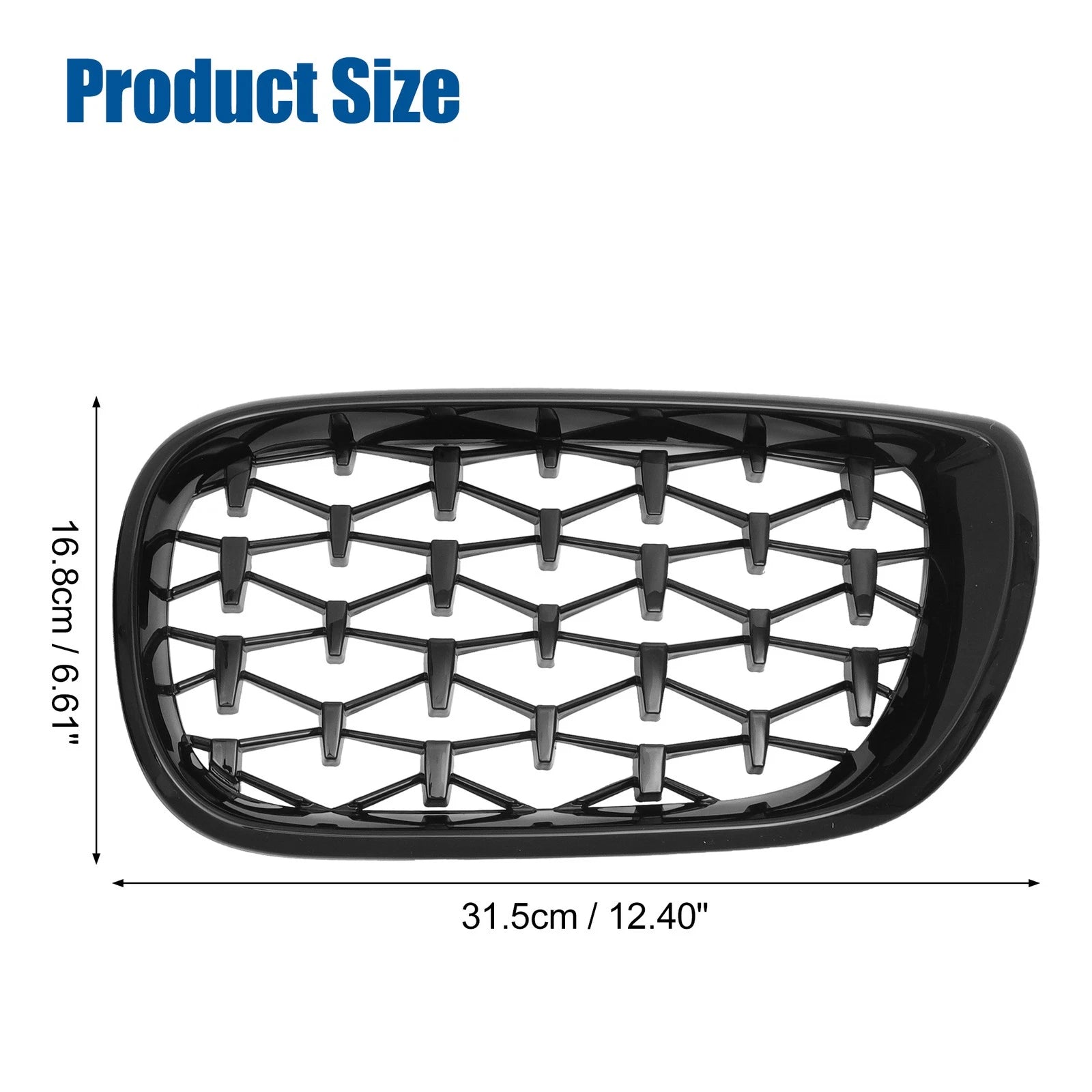 1 Pair Front Hood Bumper Grille for BMW 3 Series (2002–2005) Gloss Black