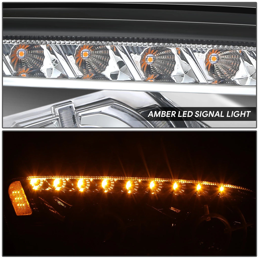 Chrome Amber LED Sequential Chasing Projector Headlights for Kenworth T660 (2008–2017)