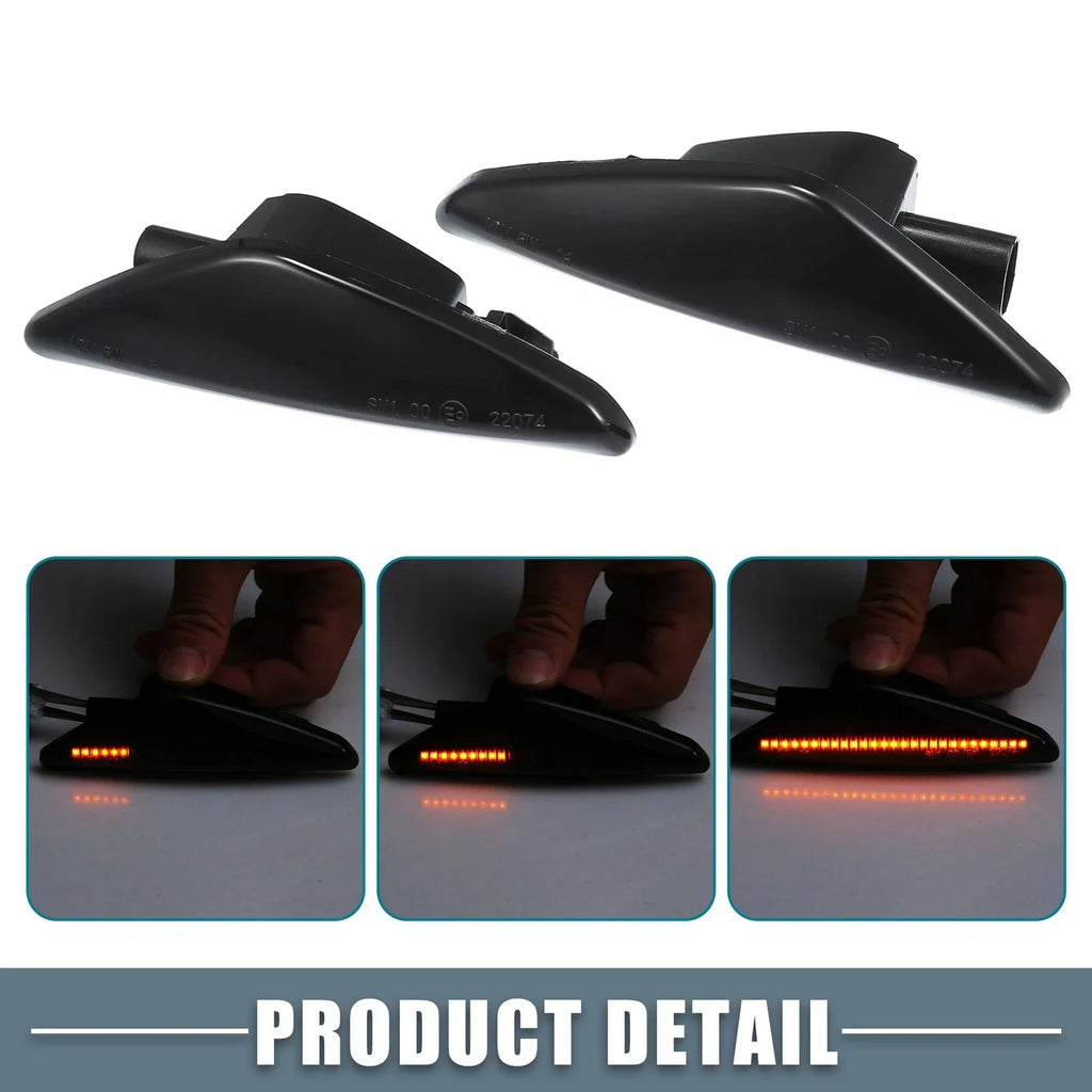 1 Pair LED Side Marker Amber Light for BMW X3 Black Lens (2011 - 2014)