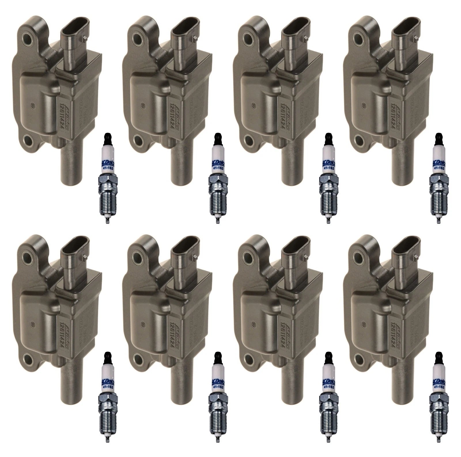 Set of 8 Ignition Coils & 8 ACDelco 0.040" Spark Plugs for Cadillac Chevy GMC