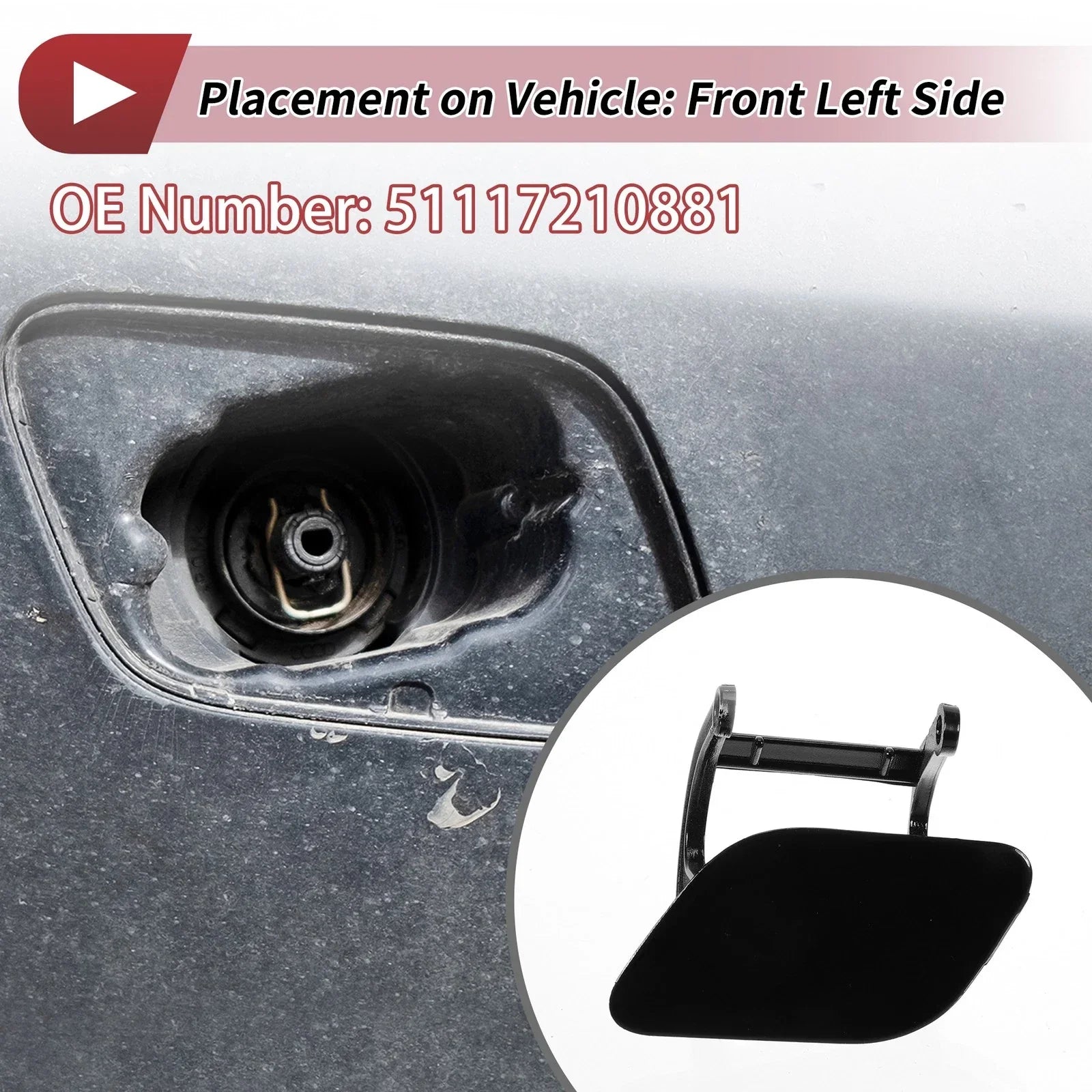 Washer Nozzle Cover Cap for BMW 740i Black (2011-2015)