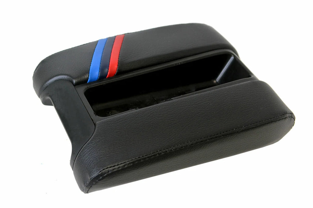 Leather Center Console Armrest Cover for BMW E39 (1997–2003) Black M Stripes