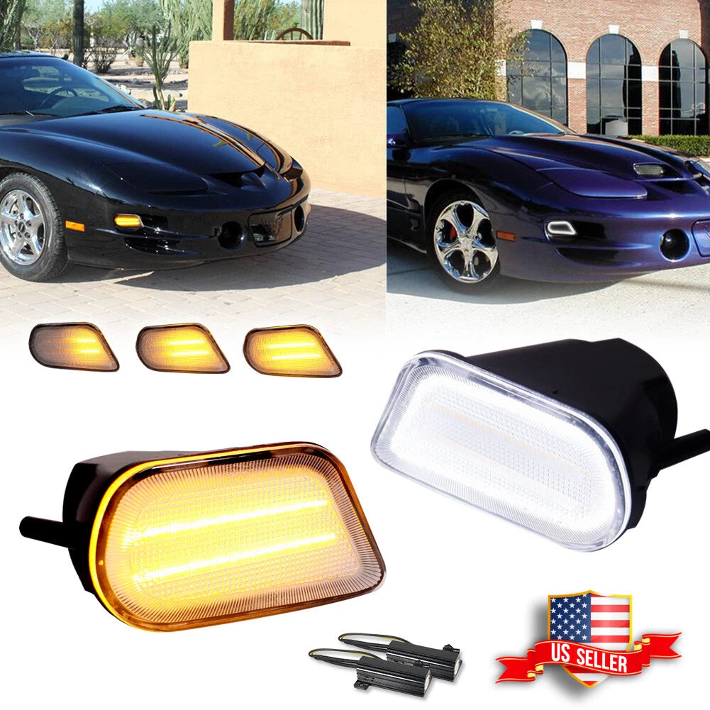 2X Clear Switchback LED Turn Signal Lights for Pontiac Trans Am (1998–2002)