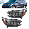 Halogen Front Headlights Pair for Honda CR-V (2012–2014) Black Housing