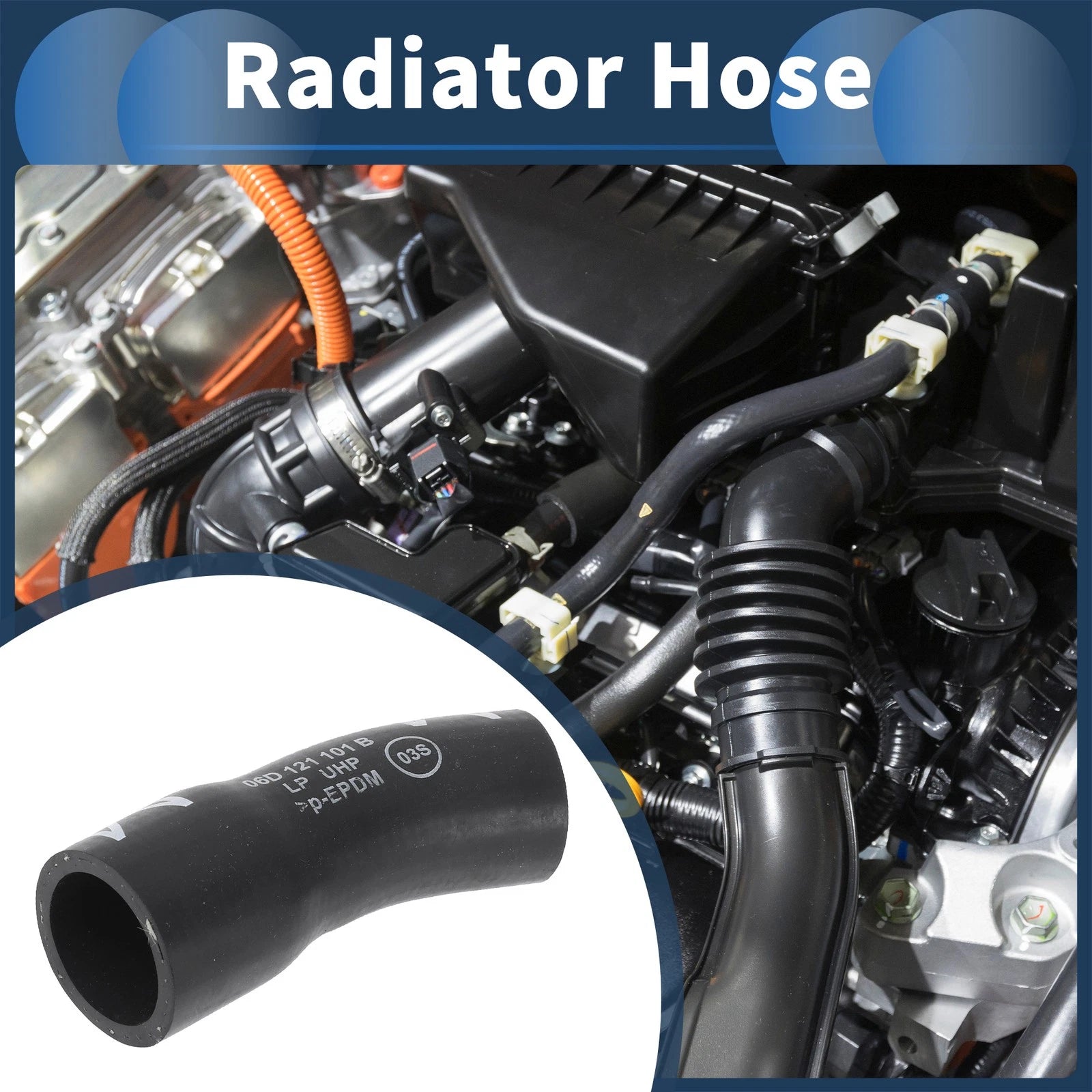 Radiator Hose for Audi A4 2.0L (2007–2008) No. 06D121101B Black