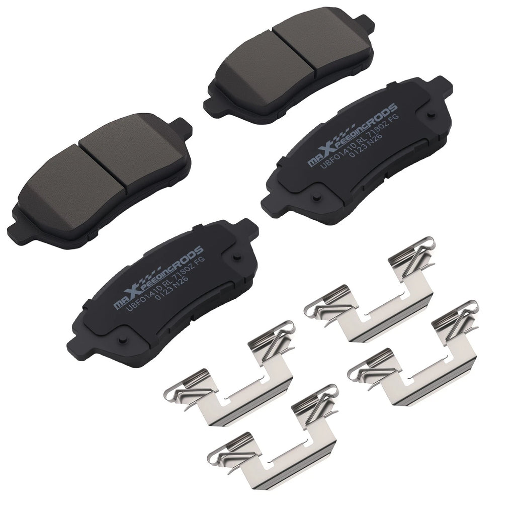 Set of 4 Front Ceramic Brake Pads for Ford Fiesta/Mazda 2 (2011–2014) w/Hardware