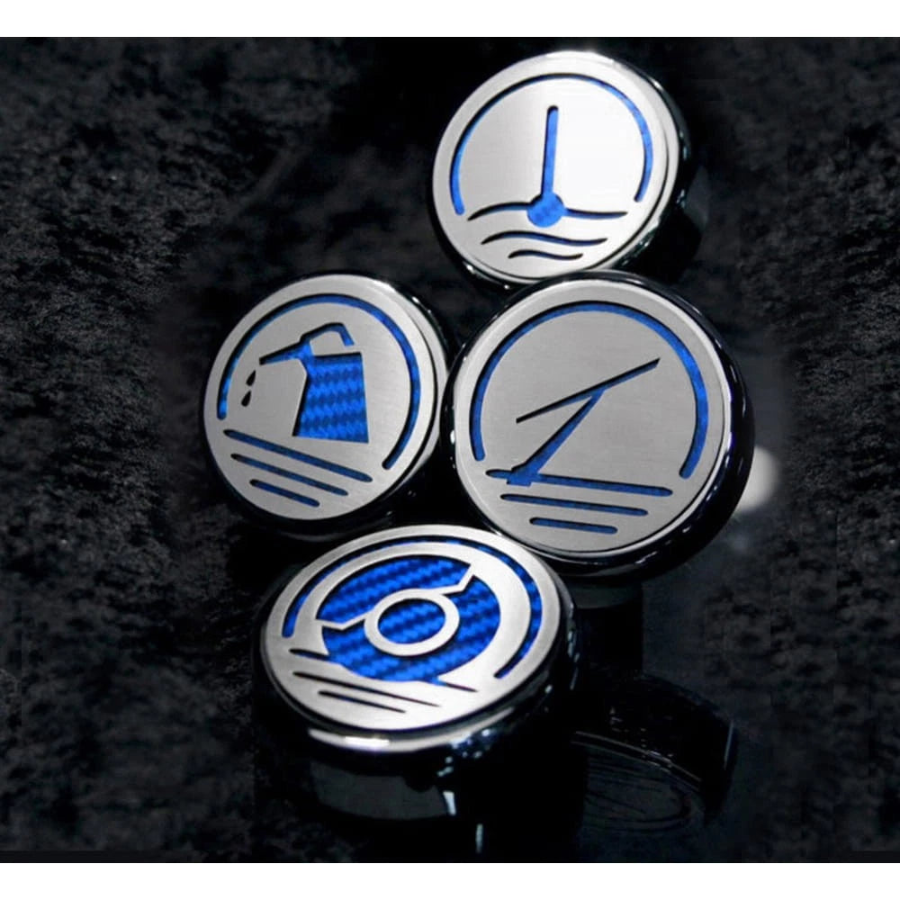 4p Chrome Cap Covers w/White Carbon Fiber Inlay for 05-09 Ford Mustang Automatic