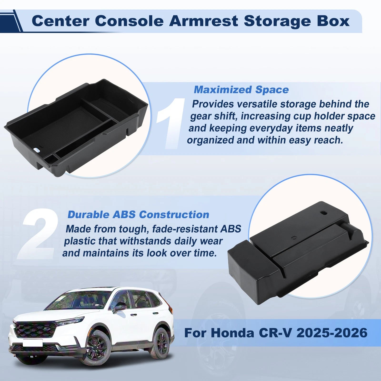 Center Armrest Storage Box Organizer Tray for Honda CR-V (2025–2026)