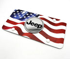 License Plate Frame Premium Color Wave American Flag for Jeep Wrangler (2007–2024)