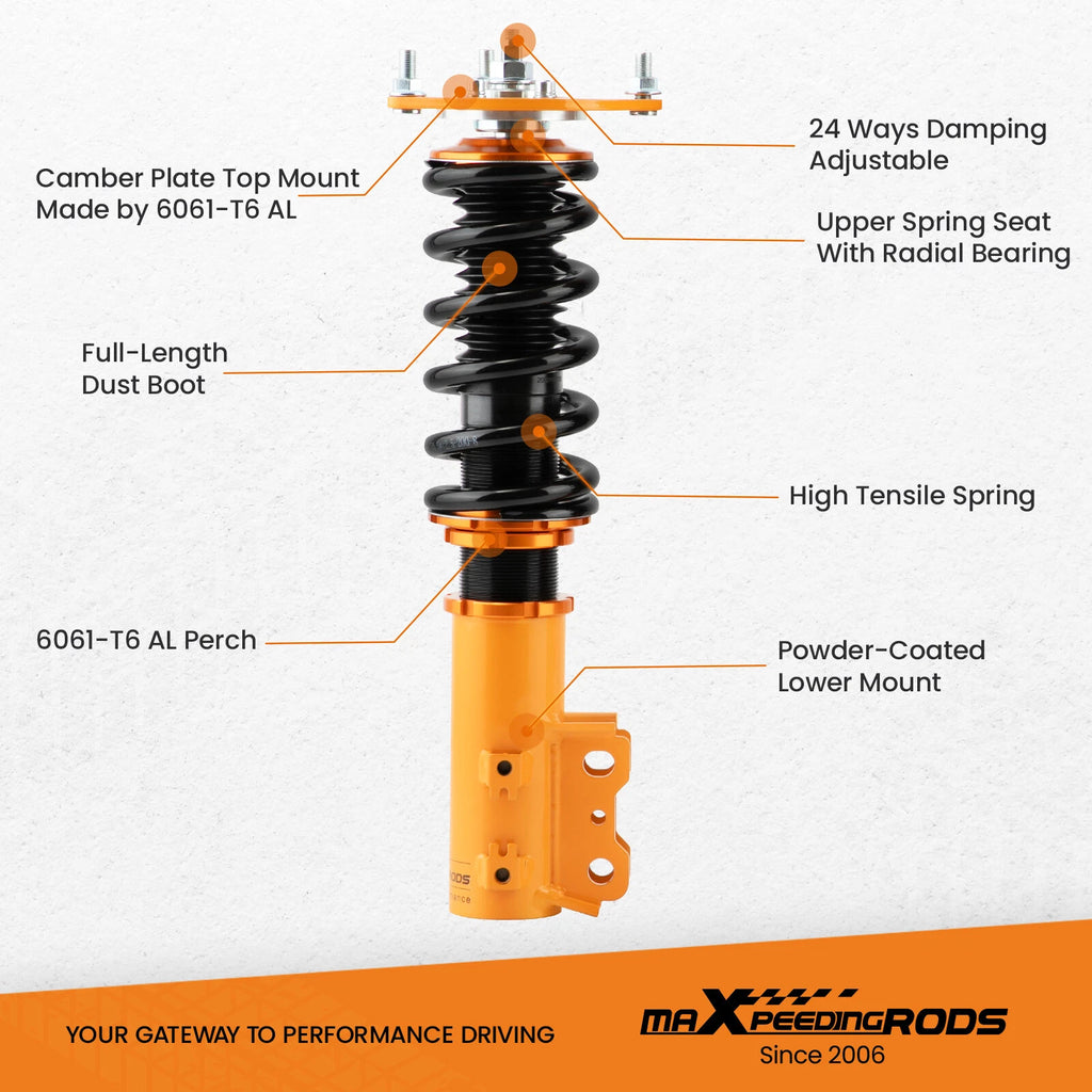 24 Way Adjustable Coilover Struts Kit for Hyundai Veloster (2012-2016)