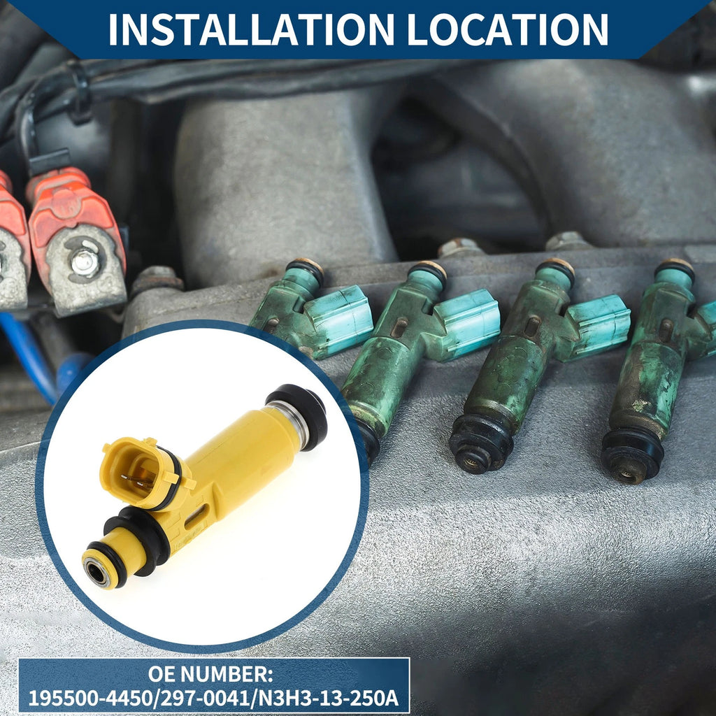 Fuel Injector No. 195500-4450 for Mazda RX-8 (2004–2008) 1 Pc Yellow