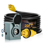 RV 30 Amp 20FT Extension Cord for Generator Inlet Box (L14-30P–L14-30R)
