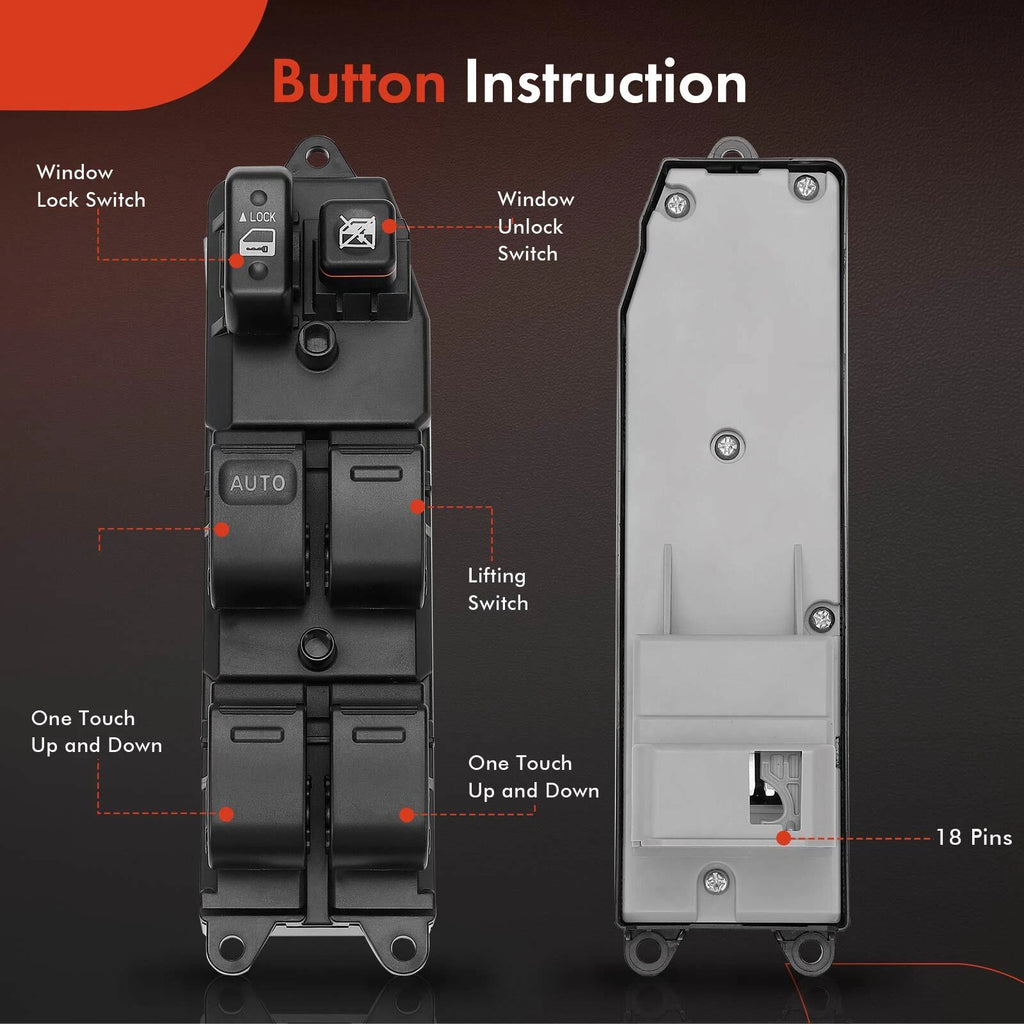 Front Left Power Window Switch for Toyota Camry (2002-2006) Sienna (2004-2009)
