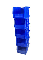 Set of 5 Plastic Storage Bins 10 7/8in x 5 1/2in x 5in - Blue