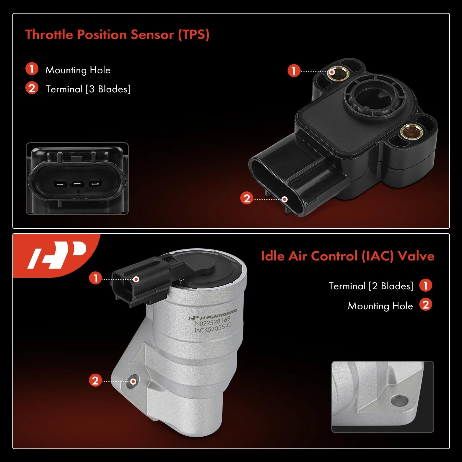 2X Idle Air Control Valve Throttle Position Sensor for Ford F-150