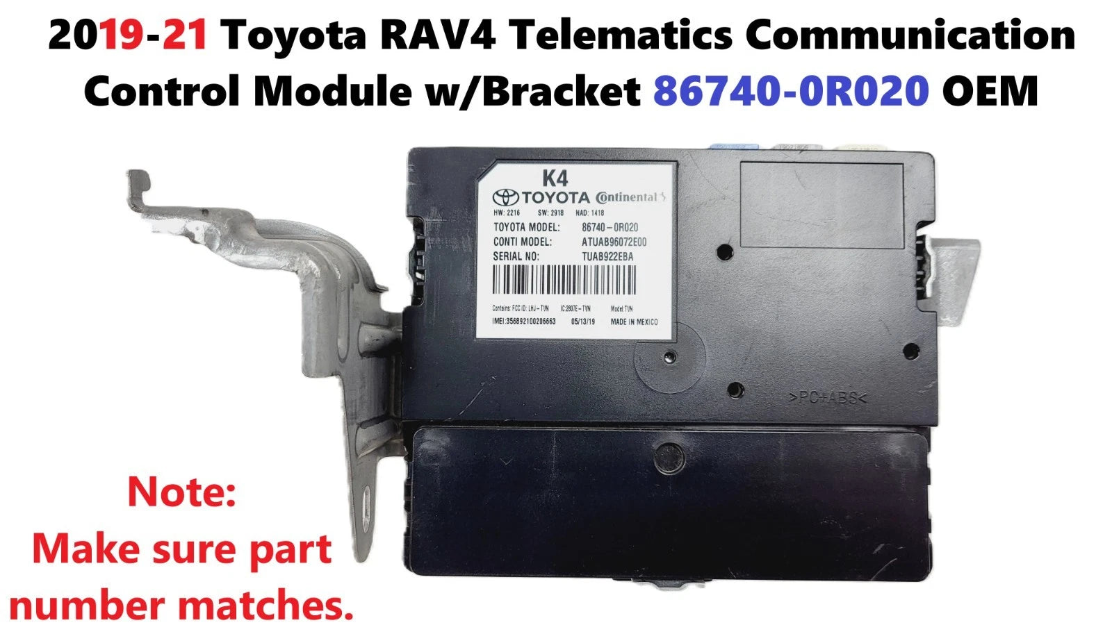 Telematics Communication Control Module for Toyota RAV4 (2019–2021) 867400R020