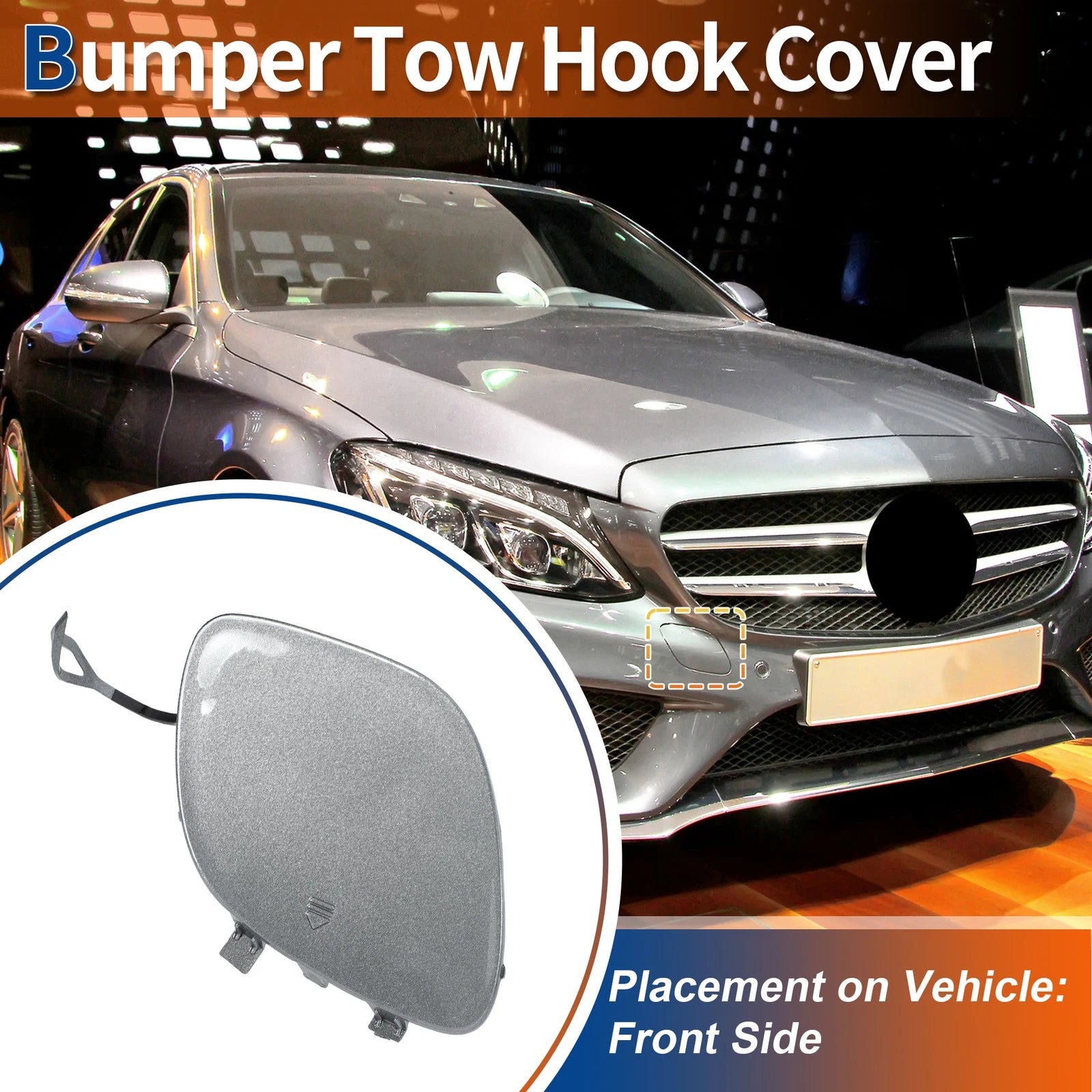 Tow Hook Cover for Mercedes-Benz C43 (2017–2020) No.A2058850024 Dark Silver
