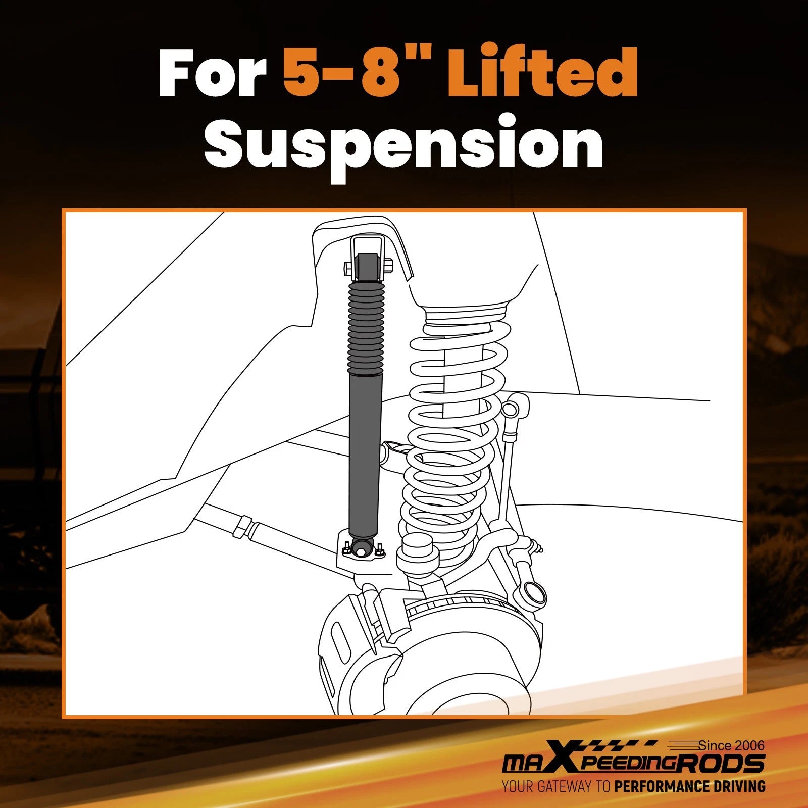 Front Nitrogen Shock Set for Ford F-150 4WD (1980-1996) 5-8" Lift