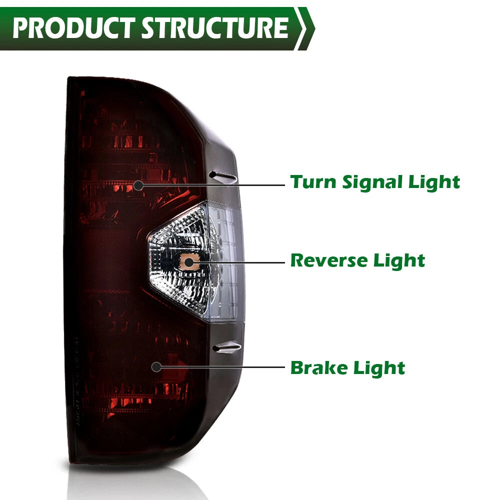 2X Smoke Rear Tail Lights for Toyota Tundra (2014–2021)