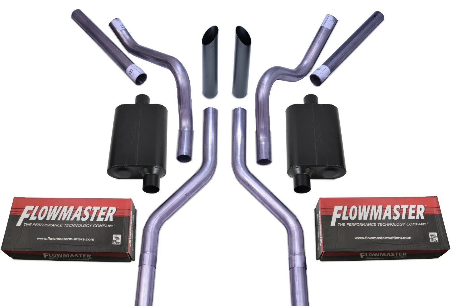 Dual Exhaust Kit for Chevy GMC C10 (1963–1972) Flowmaster 40 Series Black