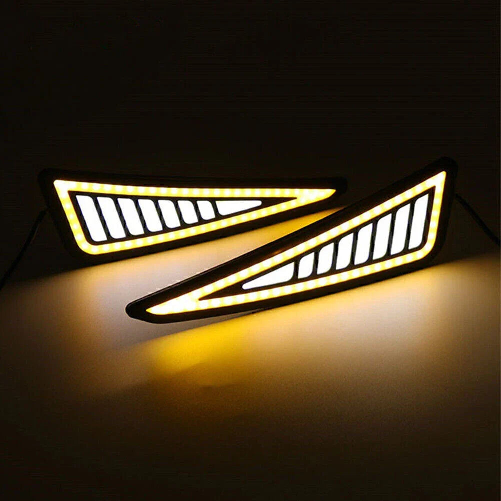Universal DRL LED Daytime Running Lights for Car - White/Amber