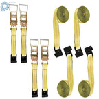 Set of 4 Heavy Duty Flat Hook Ratchet Straps for Flatbed
