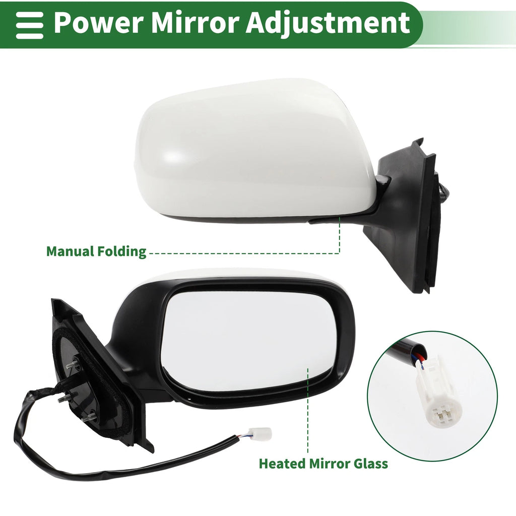 Right Side Door Mirror for Toyota Yaris Hatchback (2012–2018) Manual Folding White