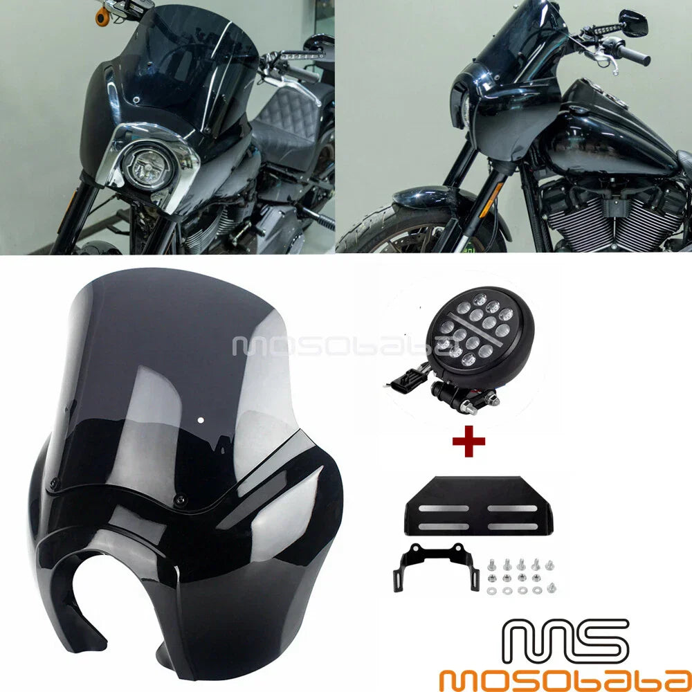 Front Fairing + LED Headlight + 12" Windshield for Harley Softail (2018-2023)