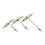 Set of 10 Stainless Steel T Shape Rolling Fishing Swivels with Luminous Beads