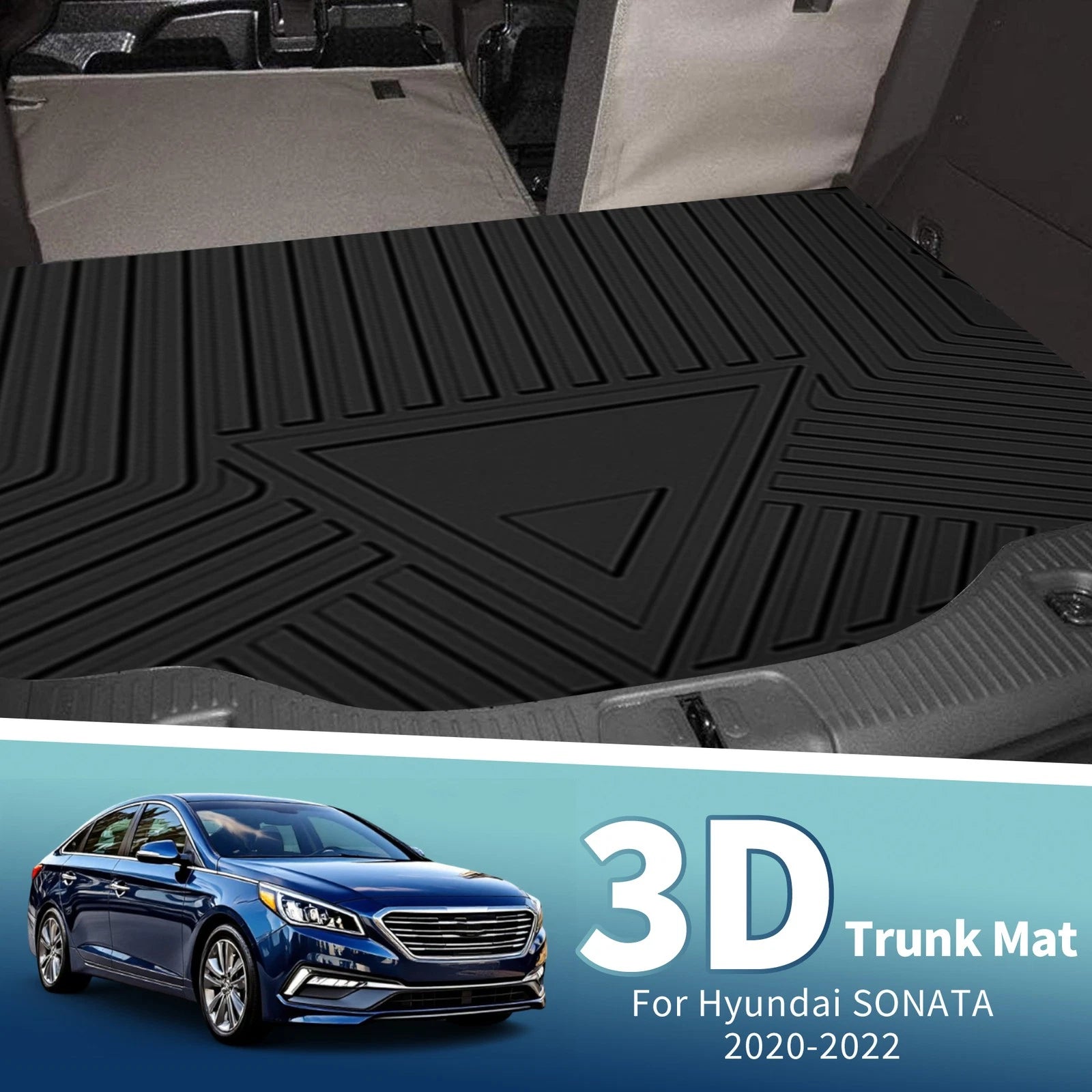 Flat Face Cargo Liner Rear Trunk Mat for Hyundai Sonata (2020–2022) TPE