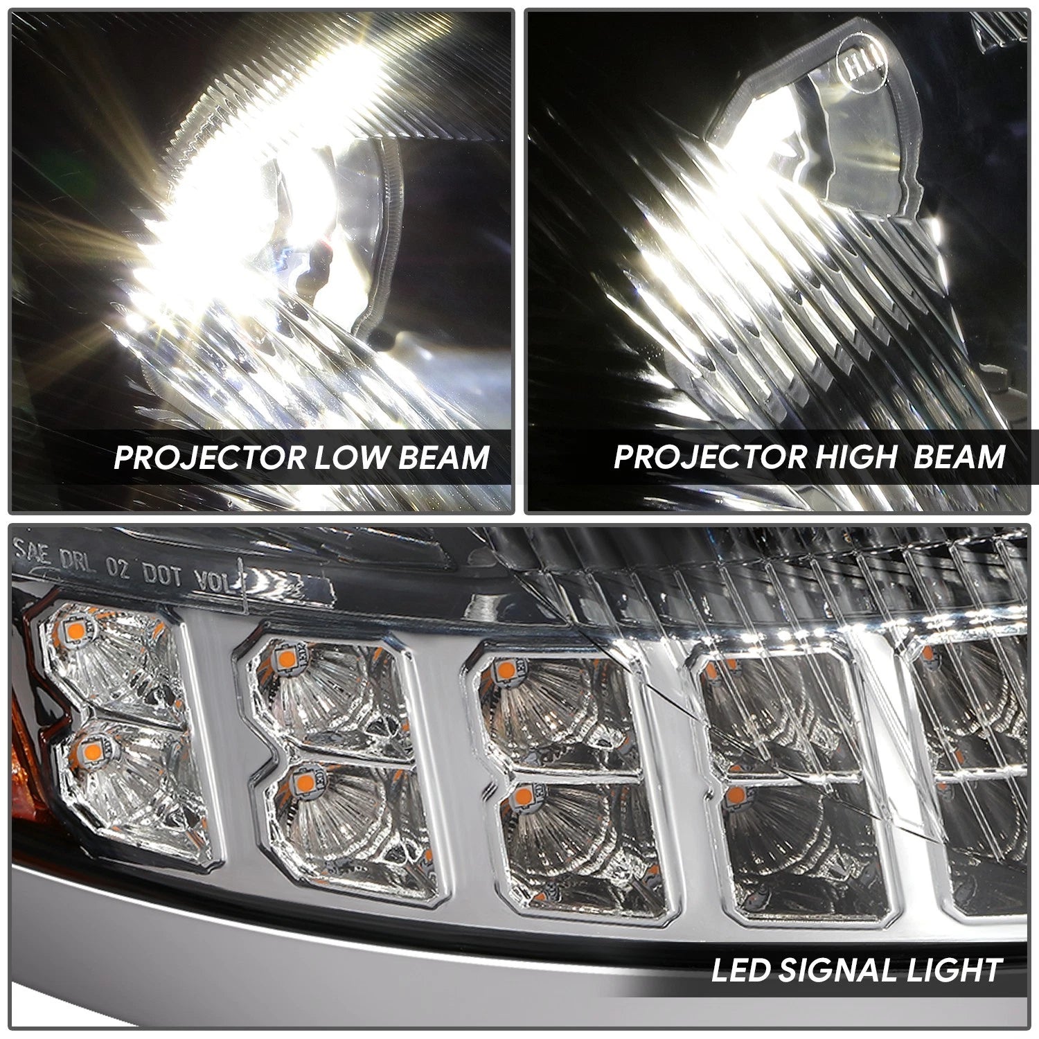 LED DRL + Sequential Turn Signal Headlight for Volvo VN VNL (2004–2018)