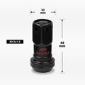 Set of 20 M12X1.5 Black Closed End Lug Nuts with Spline Locks and Key