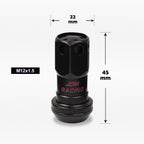 Set of 20 M12X1.5 Black Closed End Lug Nuts with Spline Locks and Key