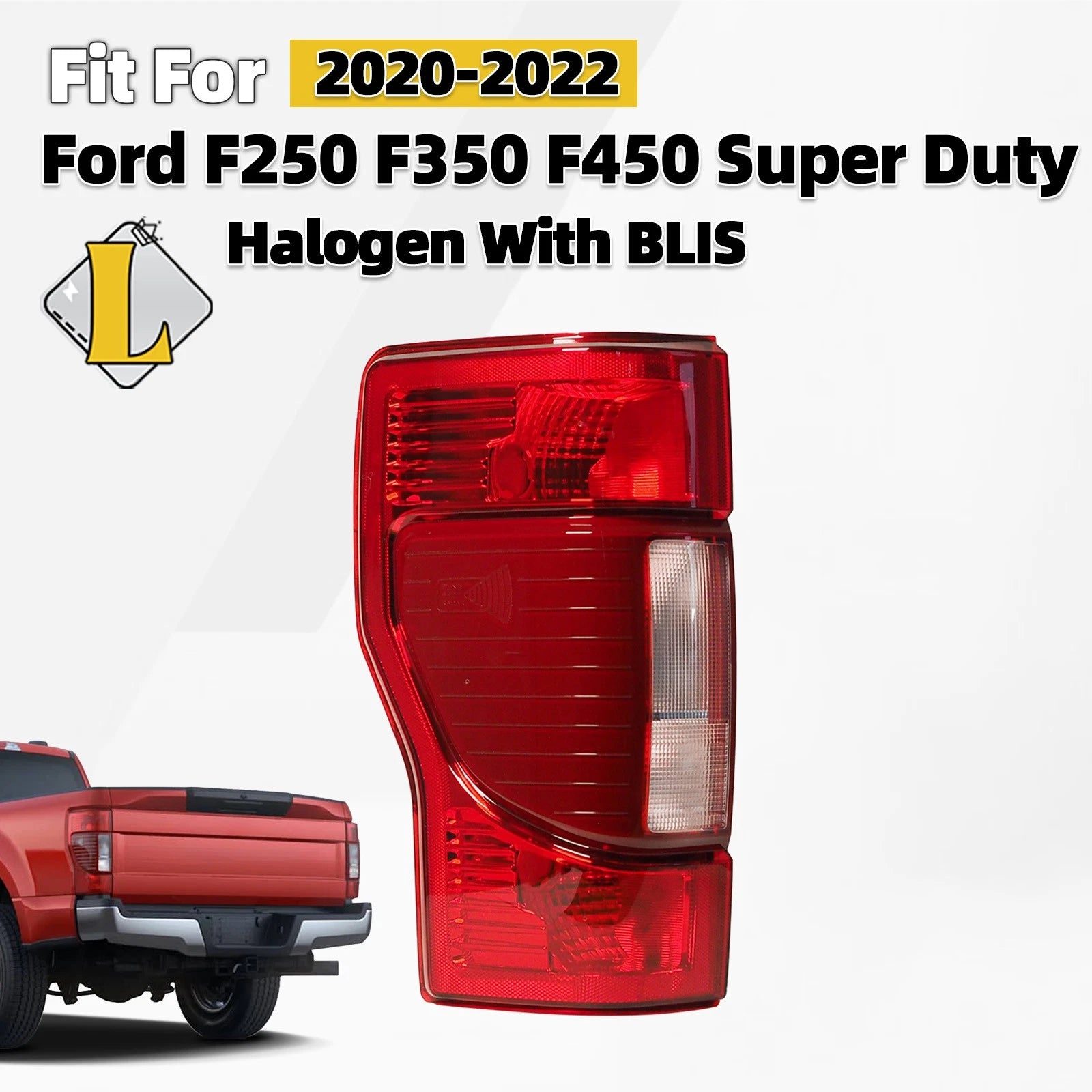Tail Light for Ford SuperDuty Pickup (2020–2022) Left Side RADAR Non-LED