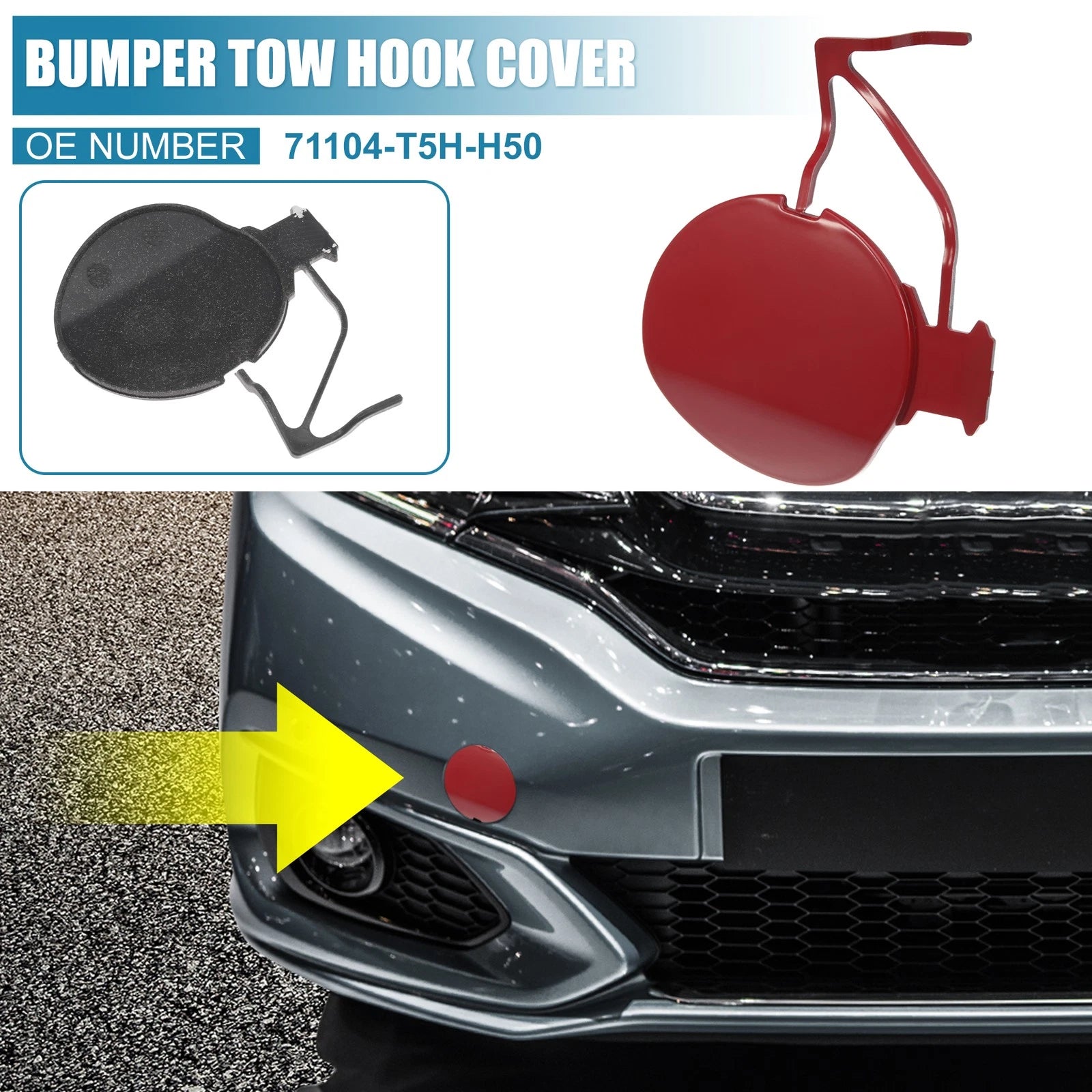 Tow Hook Cover for Honda Fit (2018–2019) 71104-T5H-H50 Red