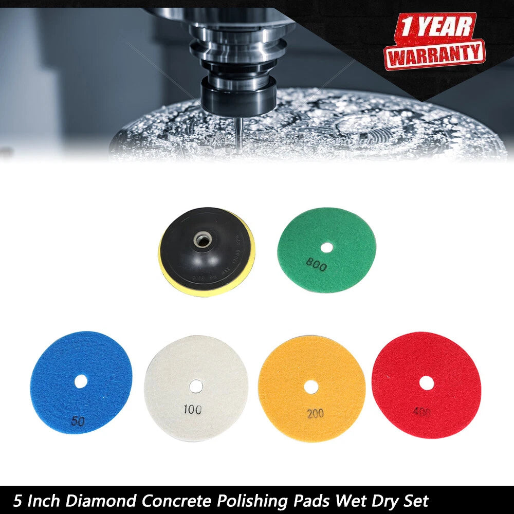 Set of 5 Diamond Concrete Polishing Pads for Quartz Marble Stone