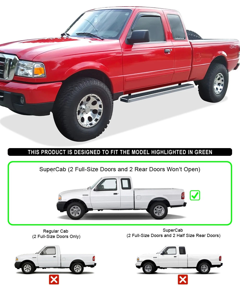 5in Stainless Steel Side Steps for Ford Ranger Mazda B Super Cab (1998-2011)